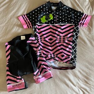 Women's Pink and Black Cycling Jersey